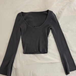 H&M Dark Gray Ribbed Crop Top